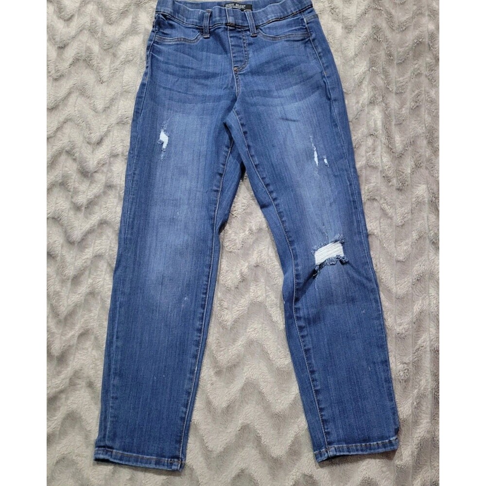 Judy Blue Womens Juniors Size 1 Boyfriend Fit Distressed Pull On Jegging Jeans